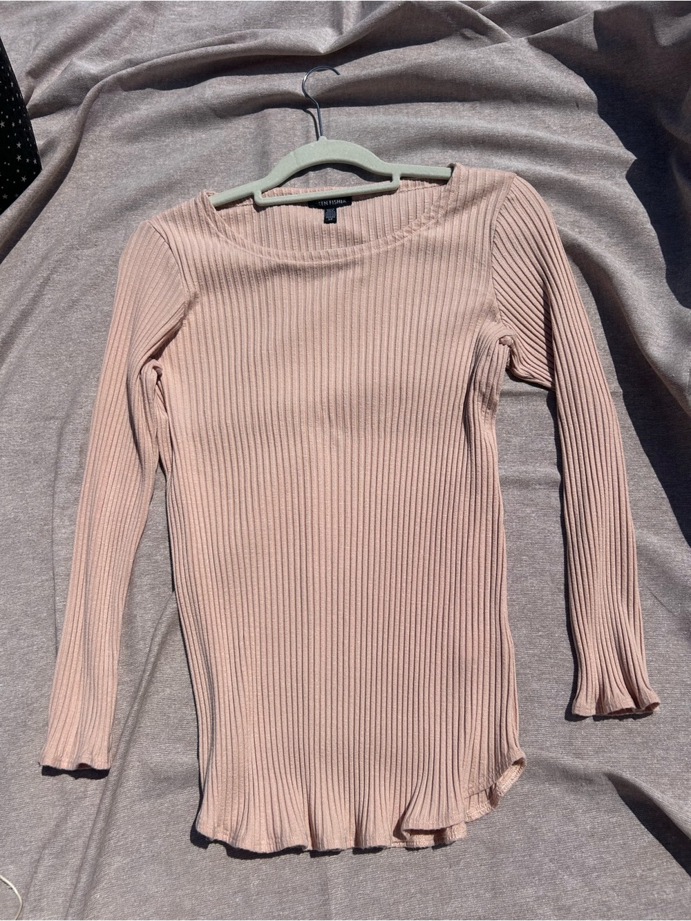 Eileen Fisher Ribbed Long-Sleeve Top in Dusty Blush